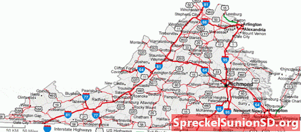 Kart over Virginia Cities and Roads
