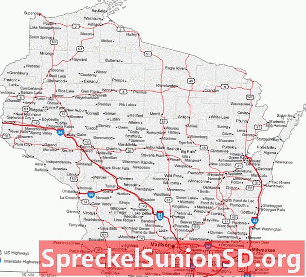 Karte der Städte und Straßen in Wisconsin