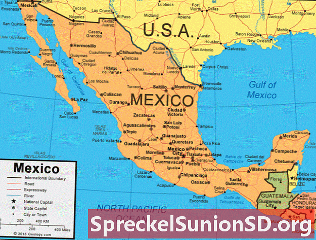 Zemljevid Mehike in satelitski posnetek