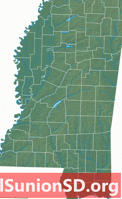 Fizični zemljevid Mississippija