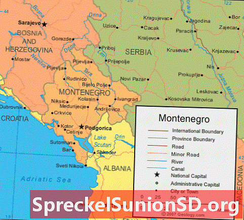 Harta Muntenegrului și imaginea prin satelit