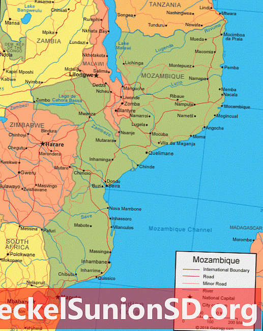 Mapa de Moçambique e imagem de satélite