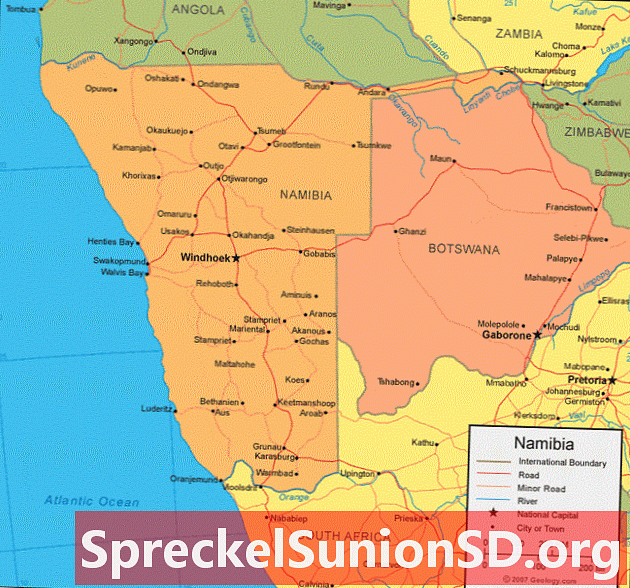 नामीबिया नकाशा आणि उपग्रह प्रतिमा