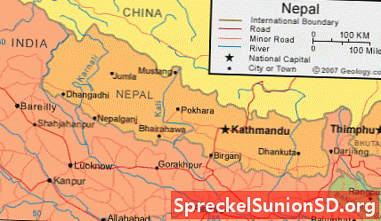 Nepal-kort og satellitbillede