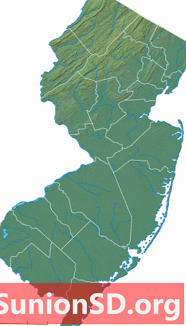 न्यू जर्सी भौतिक मानचित्र