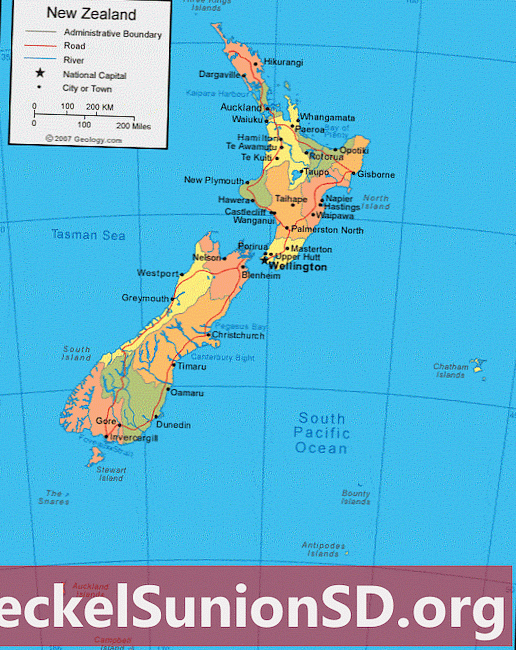 Новозеландска карта и сателитска слика