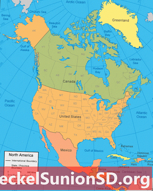 Karta Sjeverne Amerike i satelitska slika