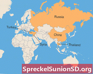 オイルシェール鉱床：中国、ロシア、シリア、タイ、トルコ