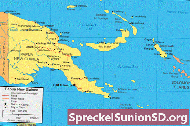 パプアニューギニアの地図と衛星画像