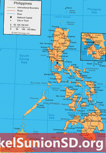 Мапа Филипина и сателитски снимак