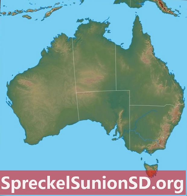Carte physique de l'Australie