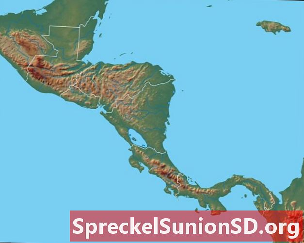 Φυσικός χάρτης της Κεντρικής Αμερικής