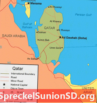 Katarská mapa a satelitní obrázek