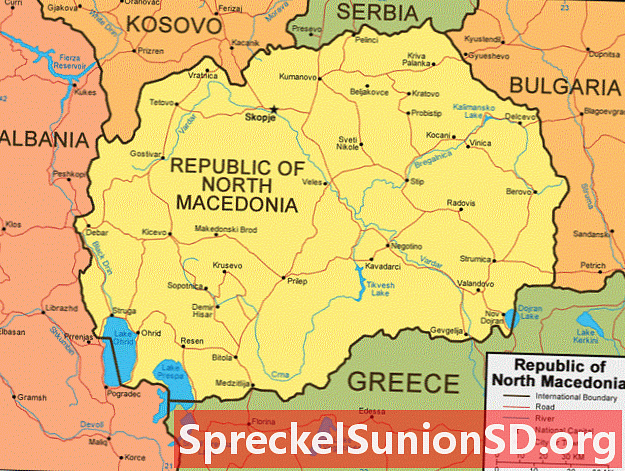 Šiaurės Makedonijos Respublikos žemėlapis ir palydovinis vaizdas