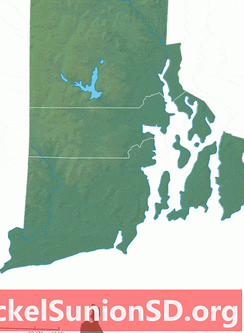 Mapa físic de Rhode Island
