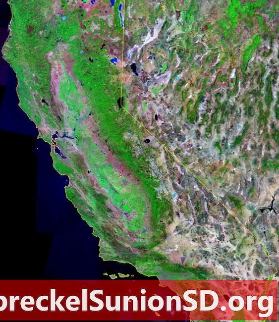 Сателитно изображение на Калифорния