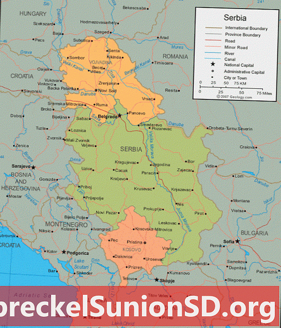 Mapa de Serbia e imagen de satélite