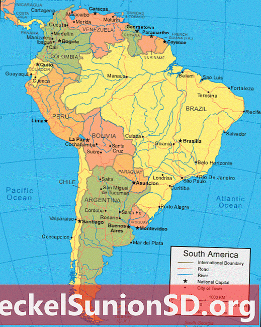 Etelä-Amerikan kartta ja satelliittikuva