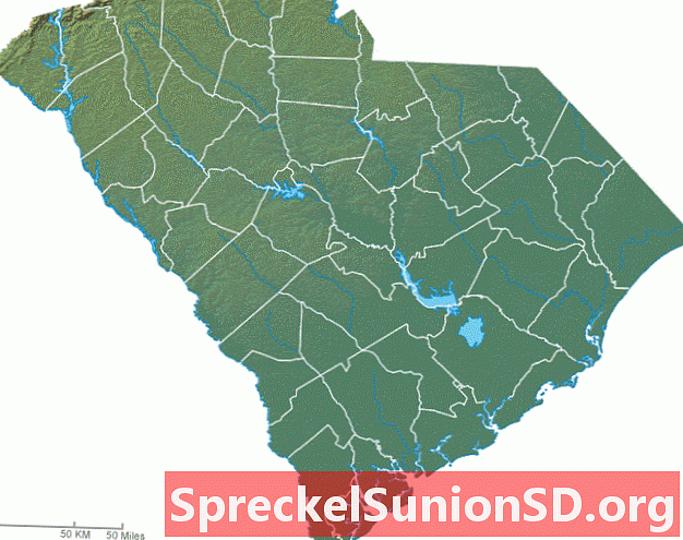 Harta fizică din Carolina de Sud