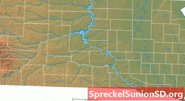 Mapa físico de Dakota del sur