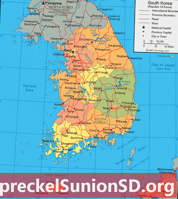 Карта на Южна Корея и сателитно изображение