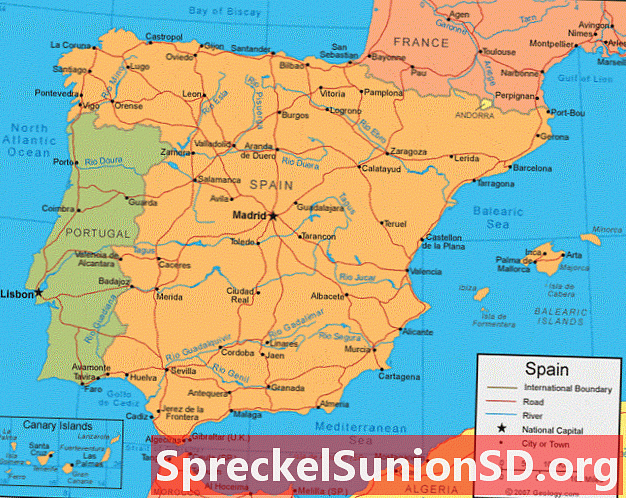 Mapa da Espanha e imagem de satélite