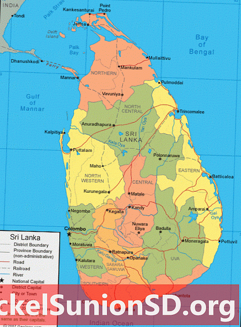 Sri Lanka-kart og satellittbilde