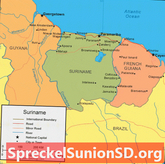 Surinamov zemljevid in satelitsko sliko