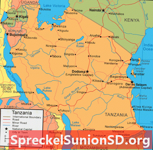 Mapa da Tanzânia e imagem de satélite