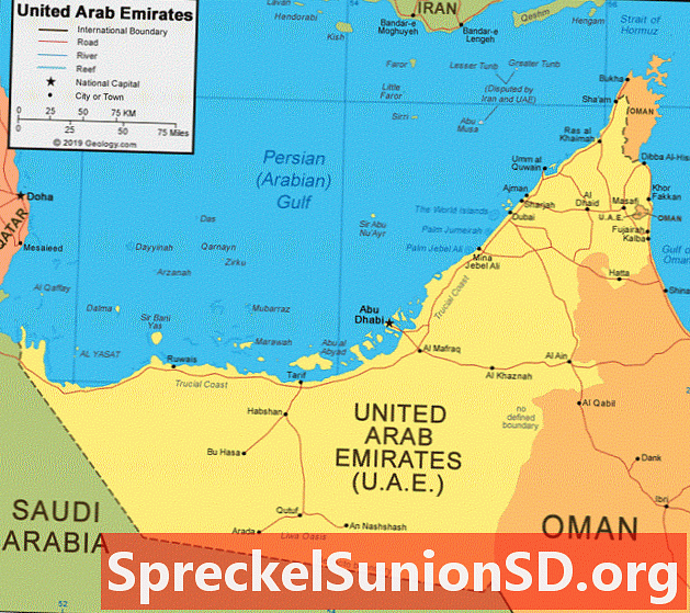 ZAE: Zemljevid in satelitska slika Združenih arabskih emiratov