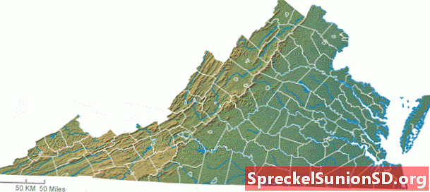Mapa físico da Virgínia