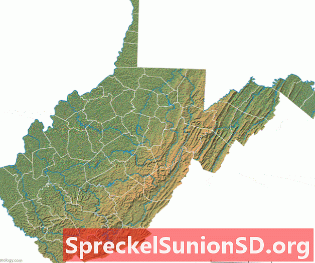 Mapa físico de Virginia Occidental
