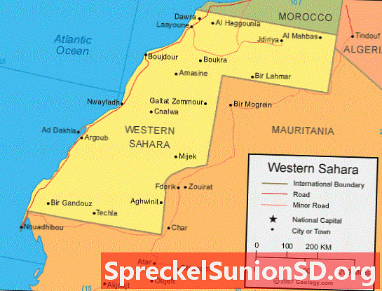 Zemljevid zahodne Sahare in satelitska slika