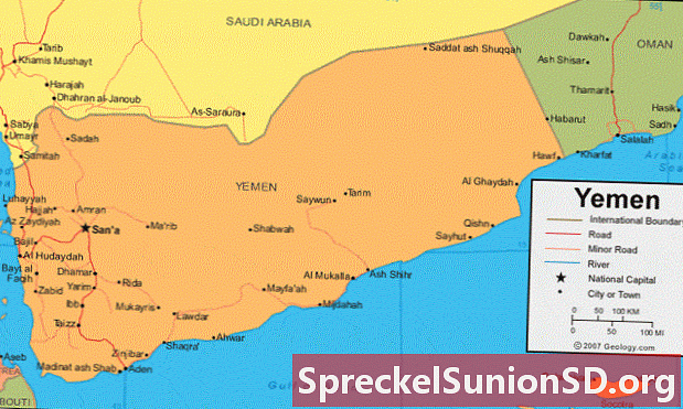 也门地图和卫星图像