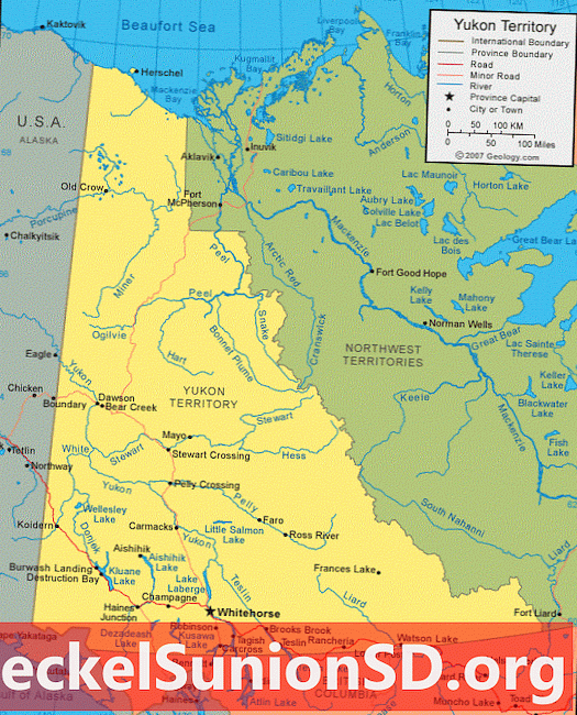 Jukonas teritorijas karte - Jukonas teritorijas satelītattēls